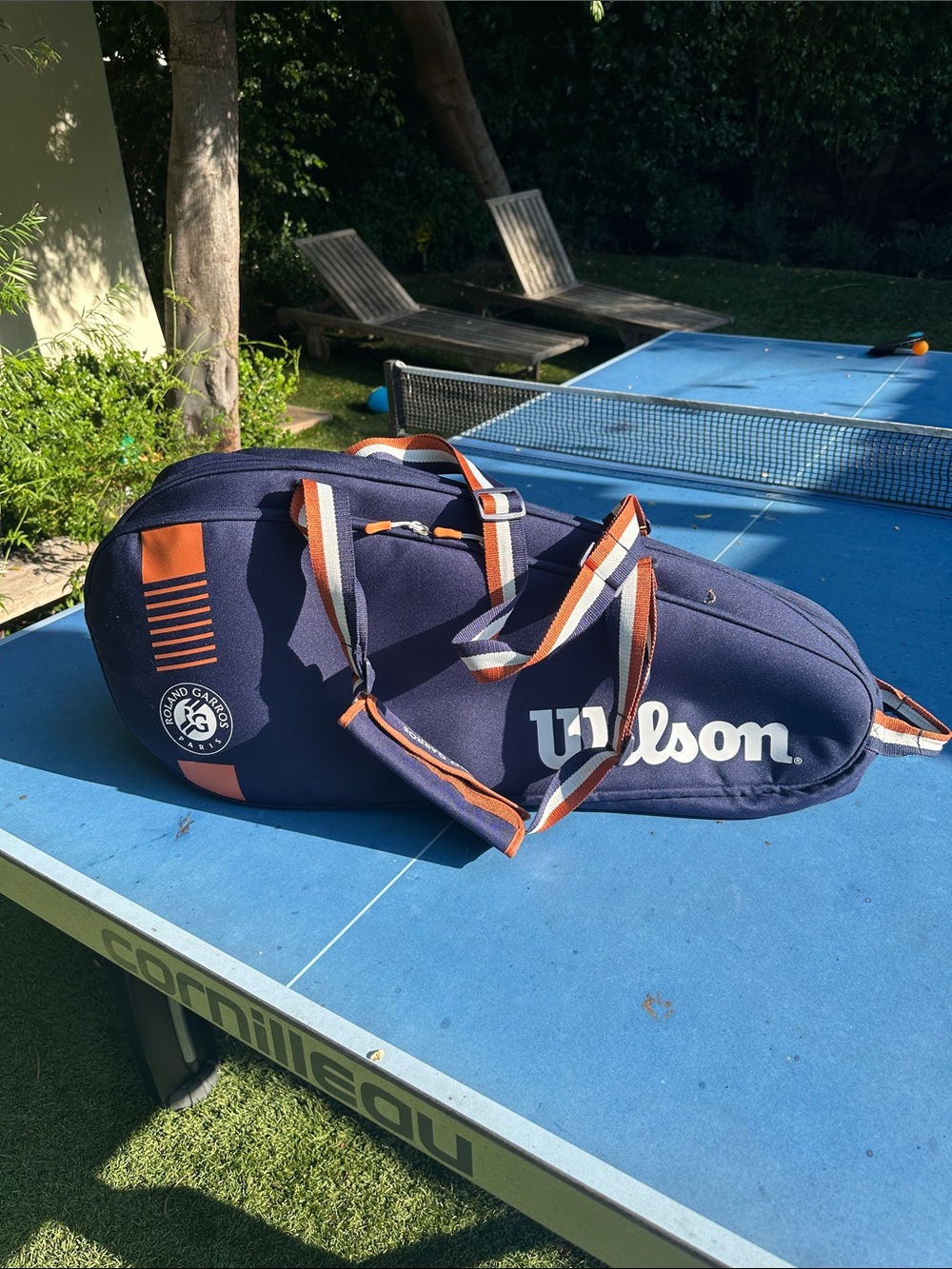 Wilson Navy and Orange Tennis Racket Bag with Striped Carry Straps